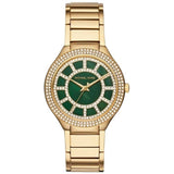 Michael Kors Kerry Green Dial Gold Steel Strap Watch for Women - MK3409