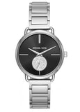 Michael Kors Portia Black Dial Silver Steel Strap Watch for Women - MK3638