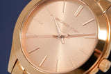 Michael Kors Mini Slim Runway Chronograph Quartz Rose Gold Dial Rose Gold Steel Strap Watch For Women - MK3205