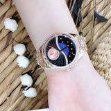 Michael Kors Lauryn Blue Dial Rose Gold Steel Strap Watch for Women - MK3723