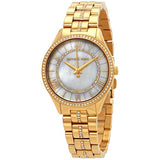 Michael Kors Lauryn Mother of Pearl White Dial Gold Steel Strap Watch for Women - MK3899