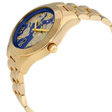 Michael Kors Layton Pave Blue Dial Gold Steel Strap Watch for Women - MK6243