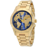 Michael Kors Layton Pave Blue Dial Gold Steel Strap Watch for Women - MK6243