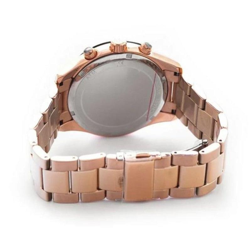 Michael Kors Layton Chronograph Black Dial Rose Gold Steel Strap Watch For Men - MK8824