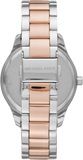 Michael Kors Layton Three Hand Mother of Pearl White Dial Two Tone Steel Strap Watch For Women - MK6849