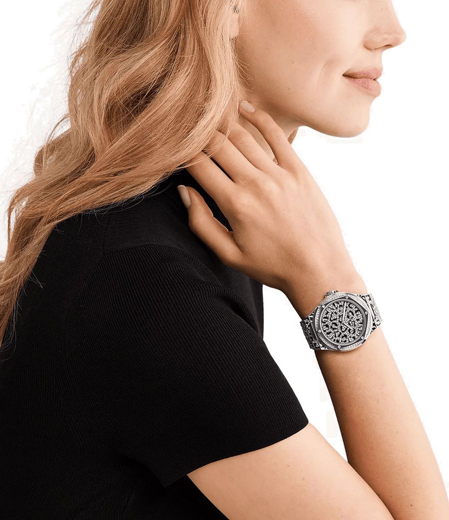 Michael Kors Lennox Analog Crystals Silver Dial Silver Steel Strap Watch For Women - MK7408
