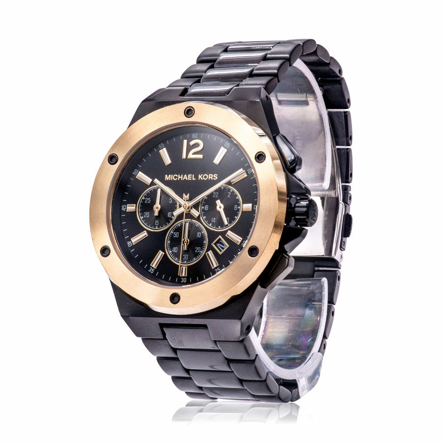 Michael Kors Lennox Chronograph Black Dial Black Steel Strap Watch For Men - MK8941