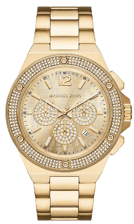 Michael Kors Lennox Chronograph Gold Dial Gold Steel Strap Watch For Men - MK8989