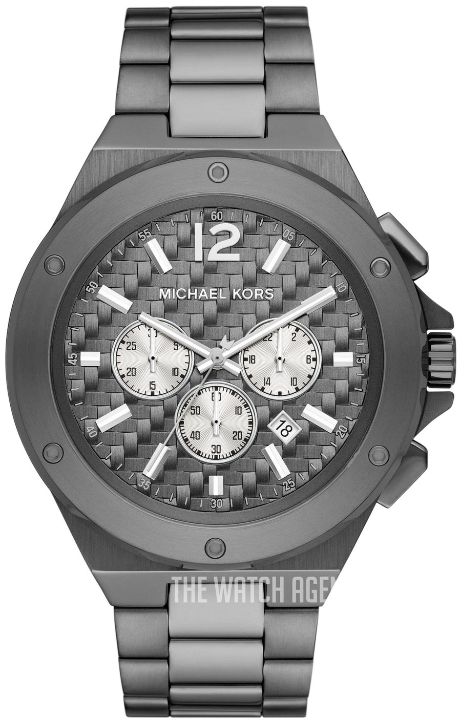 Michael Kors Lennox Chronograph Quartz Grey Dial Grey Steel Strap Watch For Men - MK9102