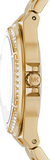 Michael Kors Lennox Quartz Black Dial Gold Steel Strap Watch For Women - MK7404