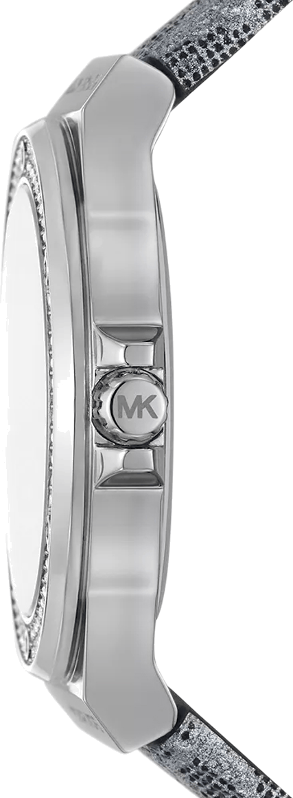 Michael Kors Lennox Quartz Black Dial Grey Leather Strap Watch For Women - MK7309