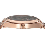 Michael Kors Lennox Three Hand Black Dial Rose Gold Steel Strap Watch For Women - MK7392
