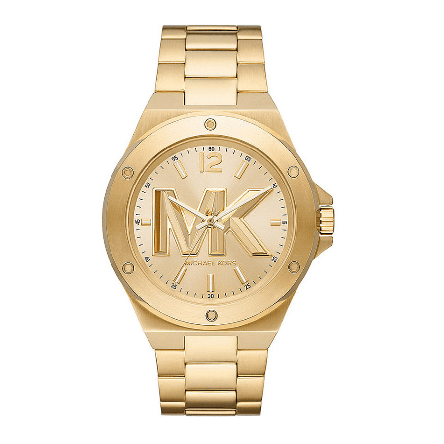 Michael Kors Lennox Three-Hand Quartz Gold Dial Gold Steel Strap Watch For Men - MK8939