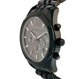 Michael Kors Lexington Chronograph Black Dial Black Steel Strap Watch for Men - MK8320