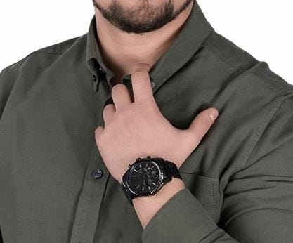 Michael Kors Lexington Chronograph Black Dial Black Steel Strap Watch For Men - MK8591