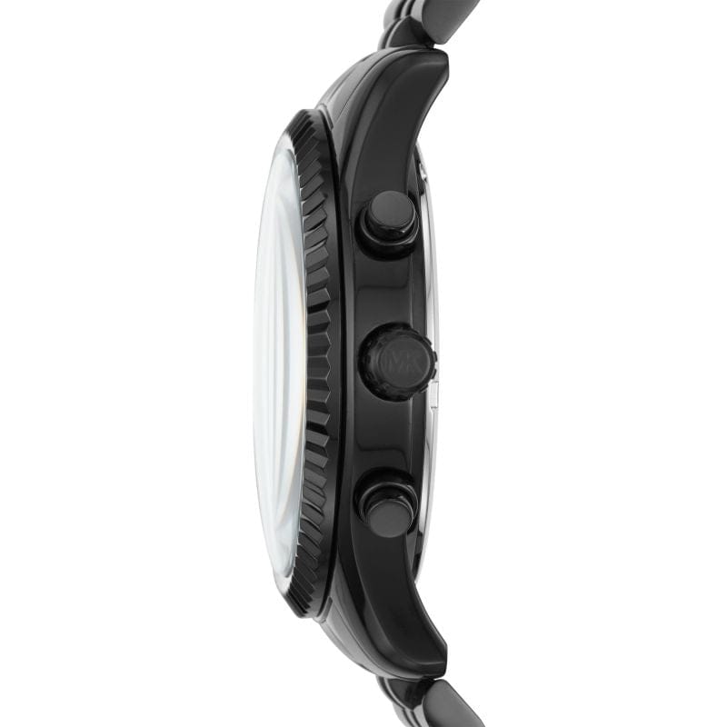 Michael Kors Lexington Chronograph Black Dial Black Steel Strap Watch For Men - MK8591