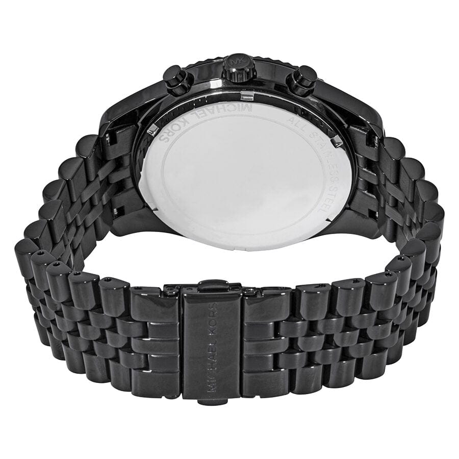 Michael Kors Lexington Chronograph Black Dial Black Steel Strap Watch for Men - MK8603