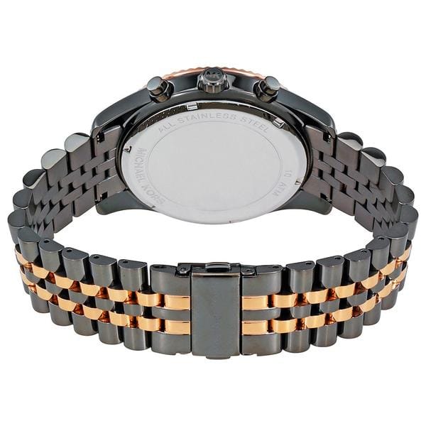 Michael Kors Lexington Chronograph Black Dial Two Tone Steel Strap Watch for Men - MK8561