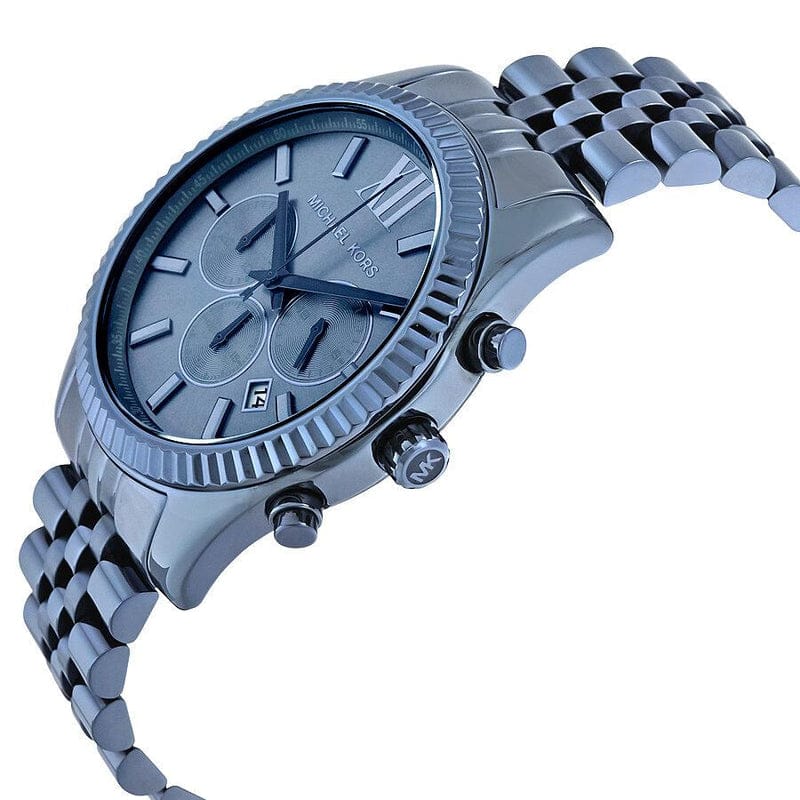 Michael Kors Lexington Chronograph Blue Dial Blue Steel Strap Watch for Men - MK8480