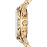 Michael Kors Lexington Chronograph Blue Dial Gold Steel Strap Watch For Women - MK6206