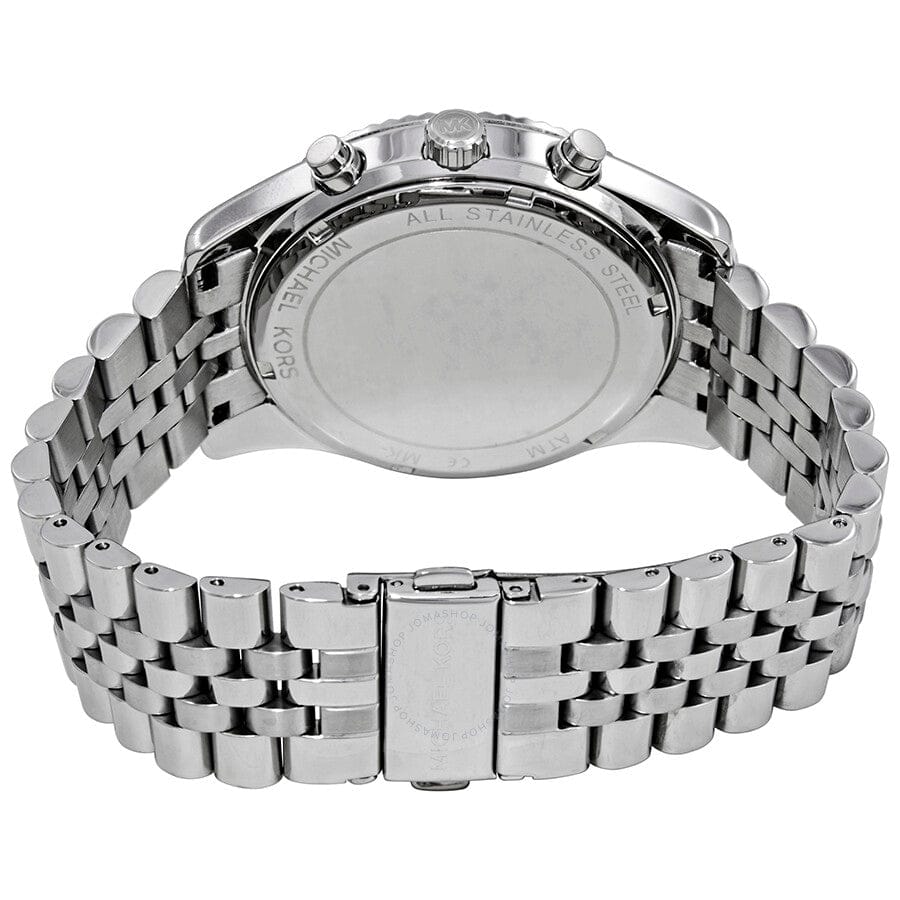 Michael Kors Lexington Chronograph Blue Dial Silver Steel Strap Watch for Men - MK8280