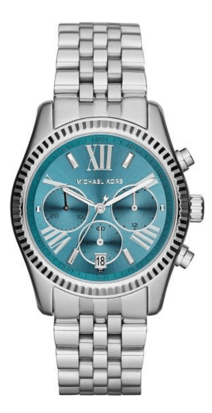 Michael Kors Lexington Chronograph Blue Dial Silver Steel Strap Watch For Women - MK5887