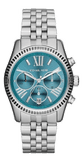 Michael Kors Lexington Chronograph Blue Dial Silver Steel Strap Watch For Women - MK5887