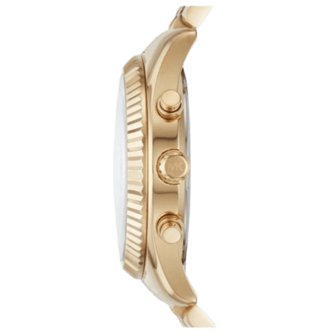 Michael Kors Lexington Chronograph Gold Dial Gold Steel Strap Watch For Men - MK8579
