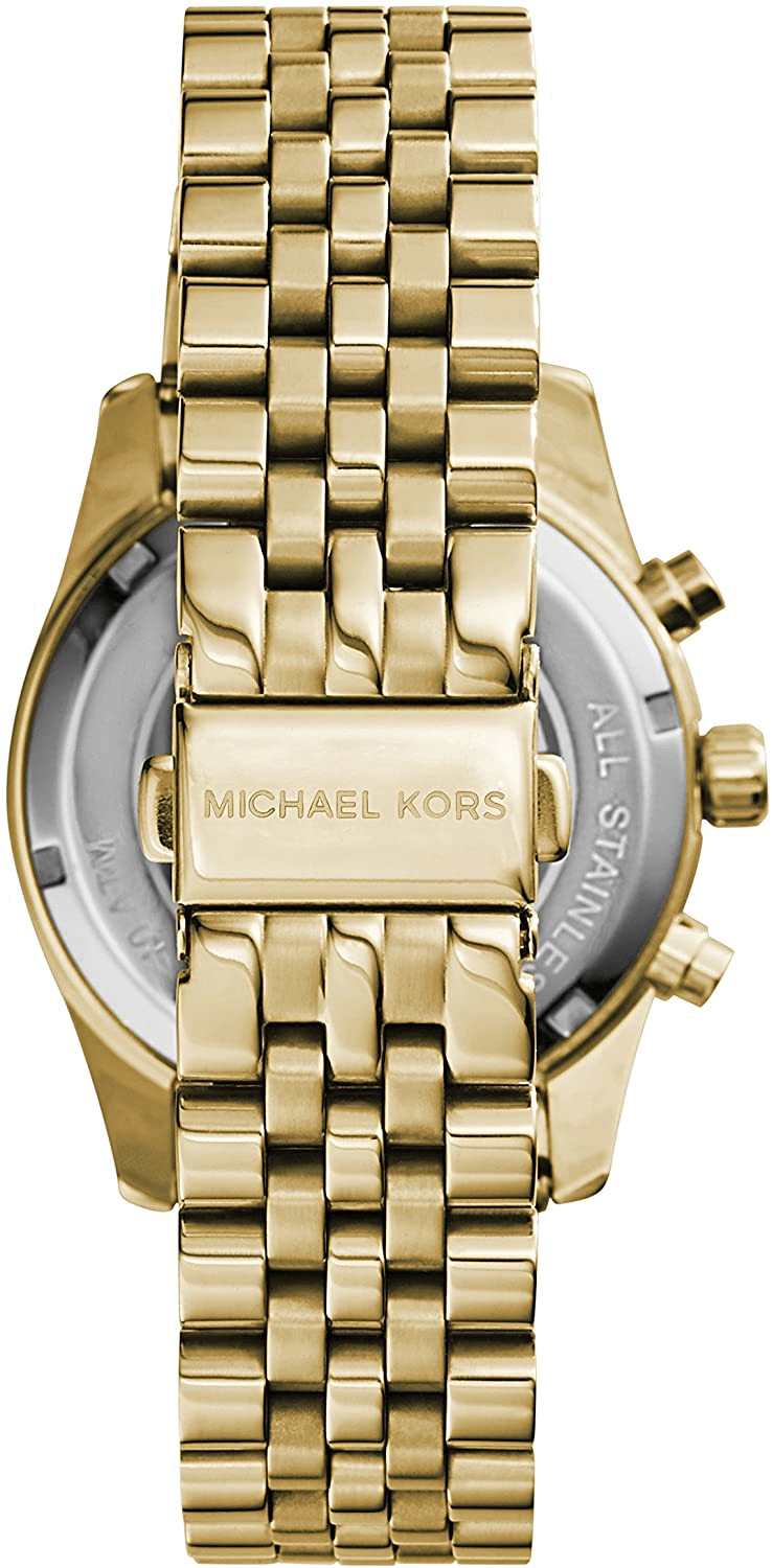 Michael Kors Lexington Chronograph Gold Dial Gold Steel Strap Watch for Women - MK5556