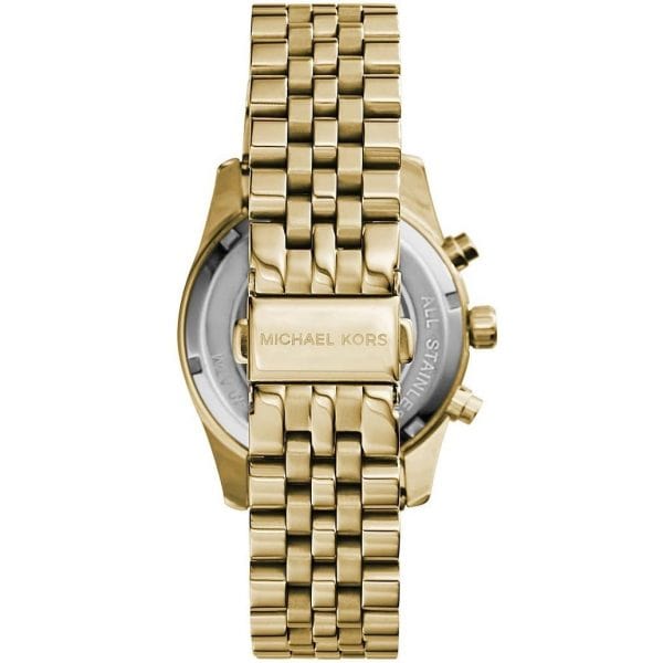 Michael Kors Lexington Chronograph Gold Dial Gold Steel Strap Watch for Women - MK5556