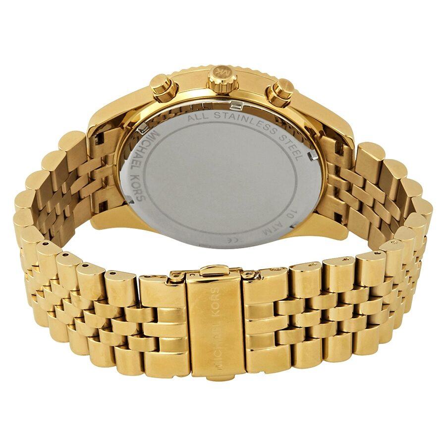Michael Kors Lexington Crystals Gold Dial Gold Steel Strap Watch for Men - MK8494