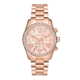 Michael Kors Lexington Chronograph Rose Gold Dial Rose Gold Steel Strap Watch for Women - MK7242