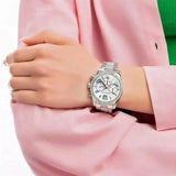 Michael Kors Lexington Chronograph White Dial Silver Steel Strap Watch For Women - MK7243