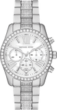 Michael Kors Lexington Chronograph White Dial Silver Steel Strap Watch For Women - MK7243