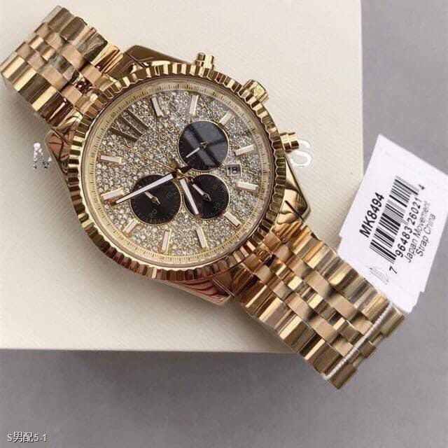 Michael Kors Lexington Crystals Gold Dial Gold Steel Strap Watch for Men - MK8494