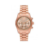 Michael Kors Lexington Chronograph Grey Dial Rose Gold Steel Strap Watch For Women - MK7217