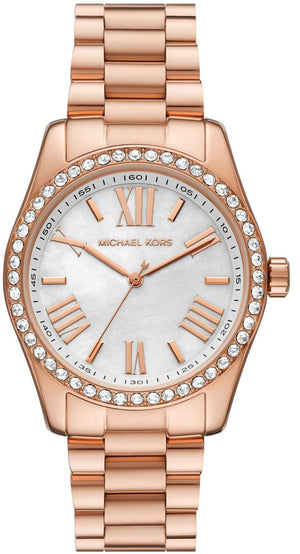 Michael Kors Lexington White Dial Rose Gold Steel Strap Watch for Women - MK1088