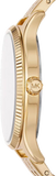 Michael Kors Lexington Three Hand White Dial Gold Steel Strap Watch For Women - MK4492