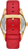 Michael Kors Lexington Three Hand Red Dial Red Leather Strap Watch For Women - MK4747