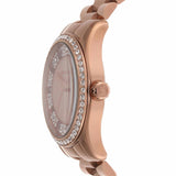 Michael Kors Lexington Three Hand Mother of Pearl Pink Dial Rose Gold Steel Strap Watch For Women - MK7444