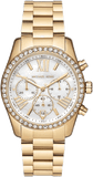 Michael Kors Lexington Mother of Pearl White Dial Gold Steel Strap Watch For Women - MK7241