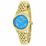 Michael Kors Lexington Quartz Blue Dial Gold Steel Strap Watch For Women - MK3271