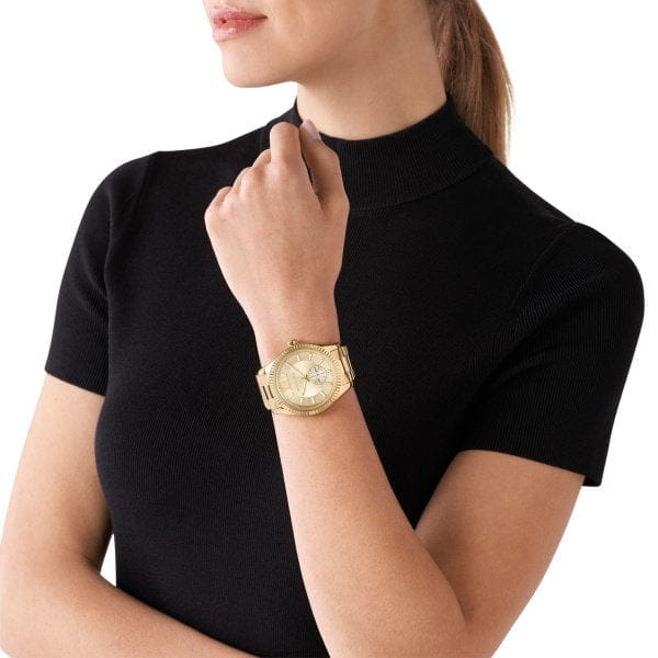 Michael Kors Lexington Quartz Gold Dial Gold Steel Strap Watch For Men - MK8947