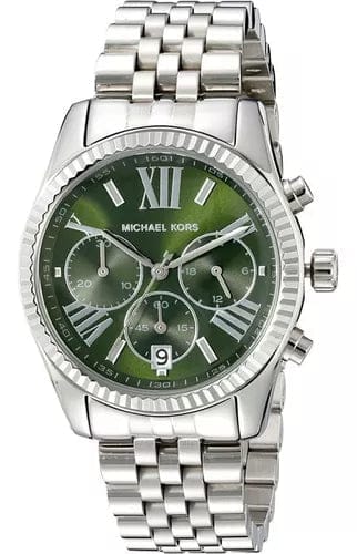 Michael Kors Lexington Quartz Green Dial Silver Steel Strap Watch For Women - MK6222