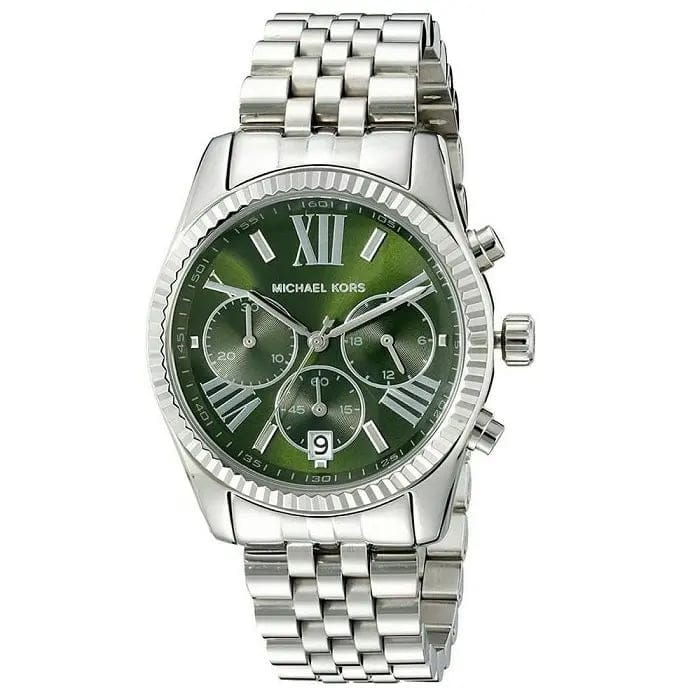 Michael Kors Lexington Quartz Green Dial Silver Steel Strap Watch For Women - MK6222
