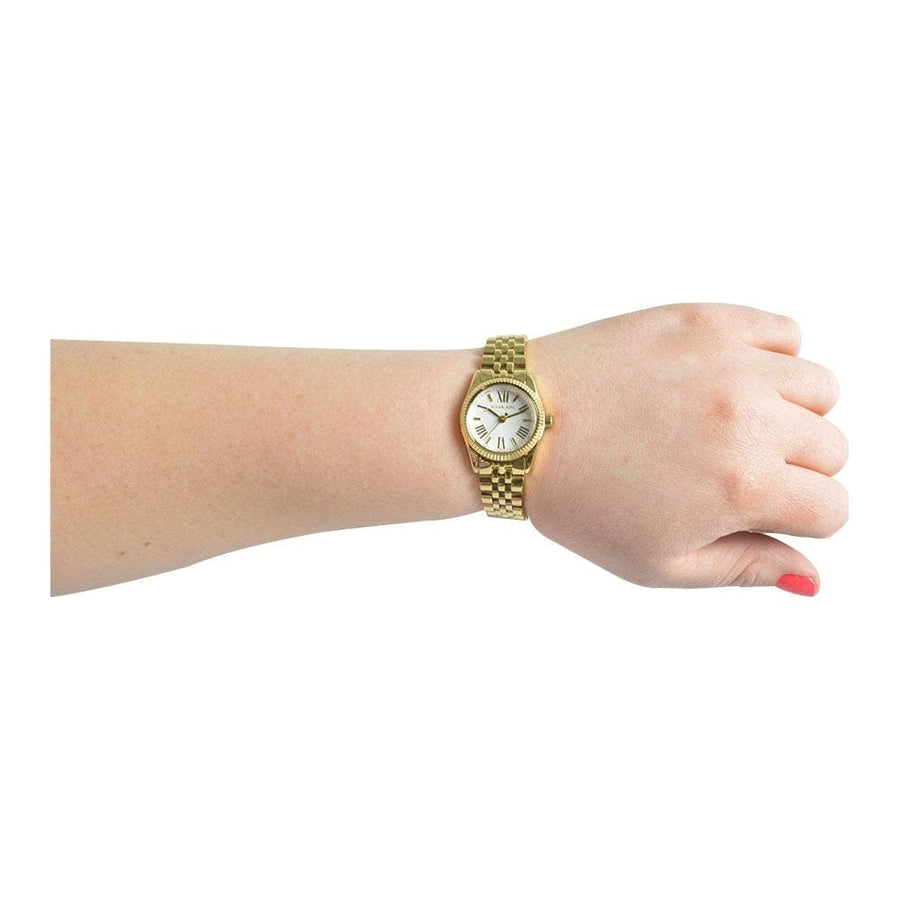 Michael Kors Lexington Quartz Silver Dial Gold Steel Strap Watch For Women - MK3229