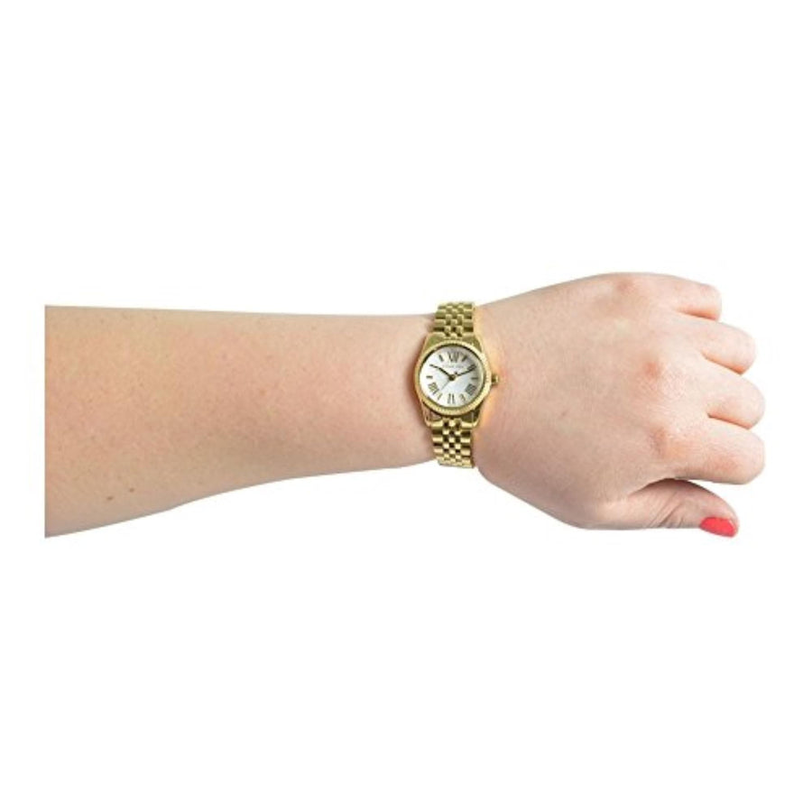 Michael Kors Lexington Quartz Silver Dial Gold Steel Strap Watch For Women - MK3229