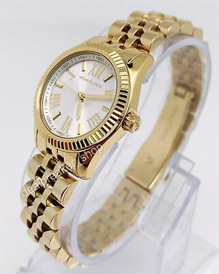 Michael Kors Lexington Quartz Silver Dial Gold Steel Strap Watch For Women - MK3229