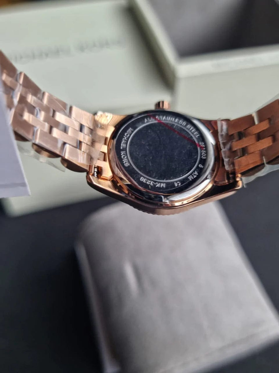 Michael Kors Lexington Quartz White Dial Rose Gold Steel Strap Watch For Women - MK3230