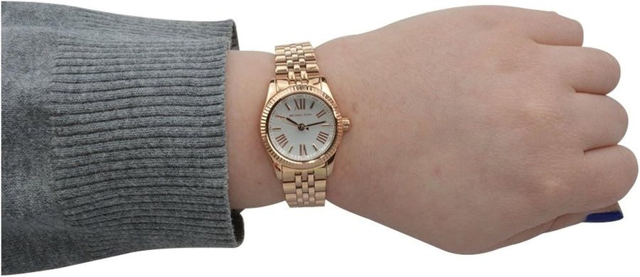 Michael Kors Lexington Quartz White Dial Rose Gold Steel Strap Watch For Women - MK3230